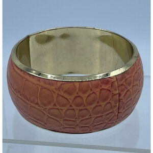 Park Lane Bracelet Tangerine Faux Leather Bangle Gold Tone Parklane Jewelry